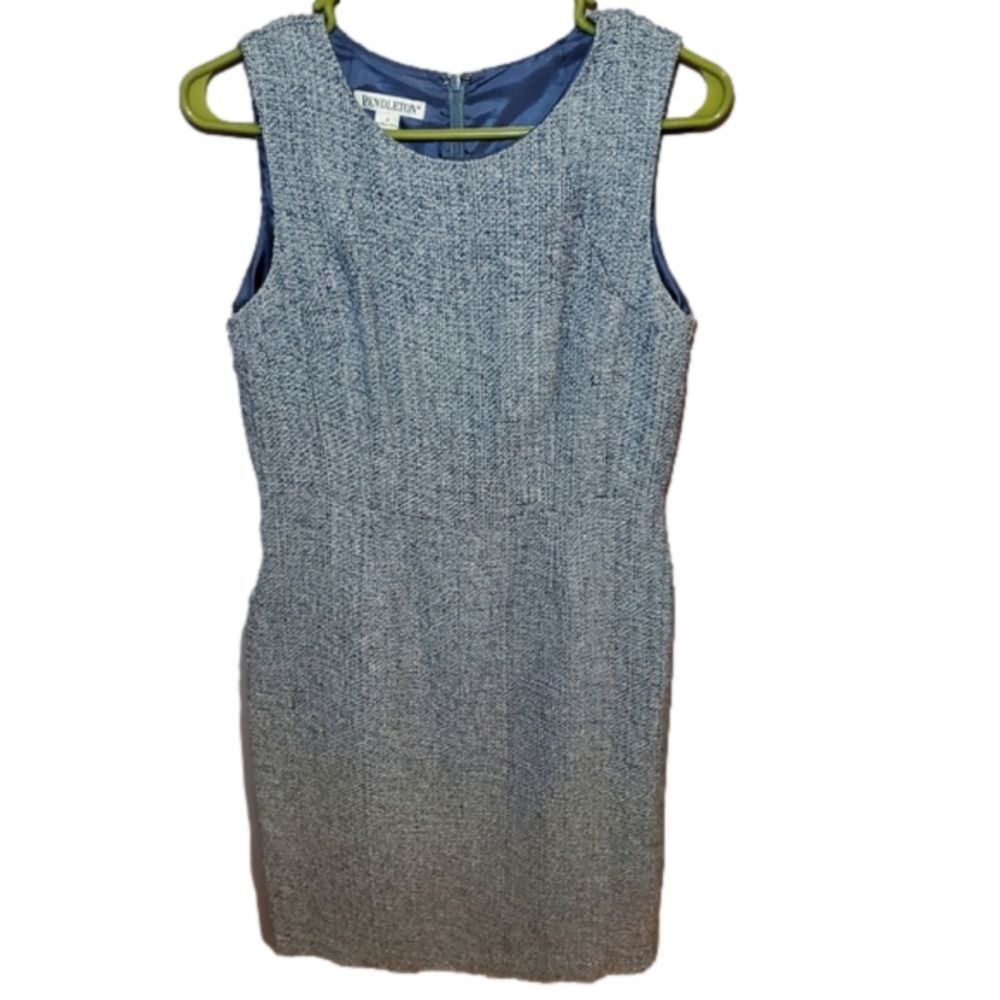 Pendleton Blue Tweed Sleeveless Knee Length Dress Size 4
